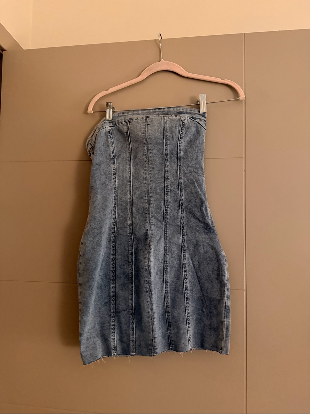 Princess Polly Washed Gray Strapless Denim Mini Dress